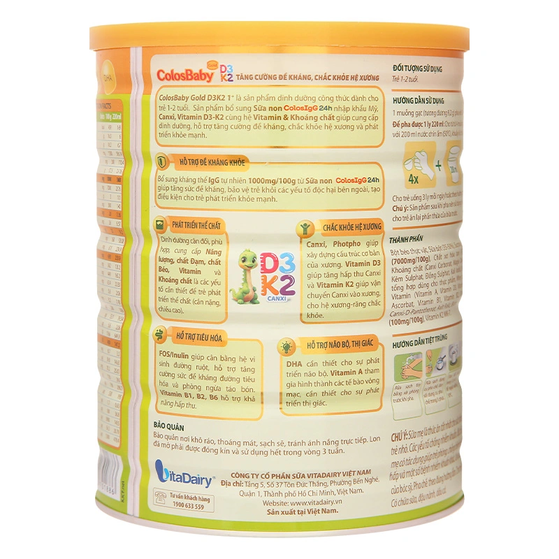 Sữa bột ColosBaby Gold D3K2 1+ (sữa non) 800g (1 - 2 tuổi) 5