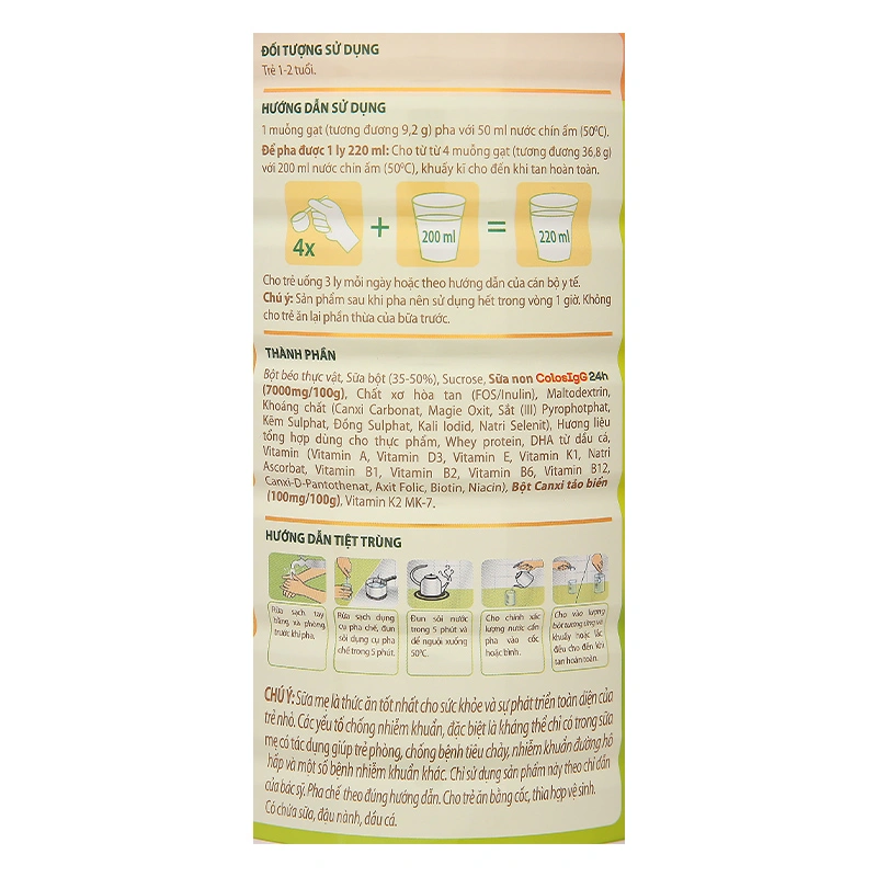 Sữa bột ColosBaby Gold D3K2 1+ (sữa non) 800g (1 - 2 tuổi) 8