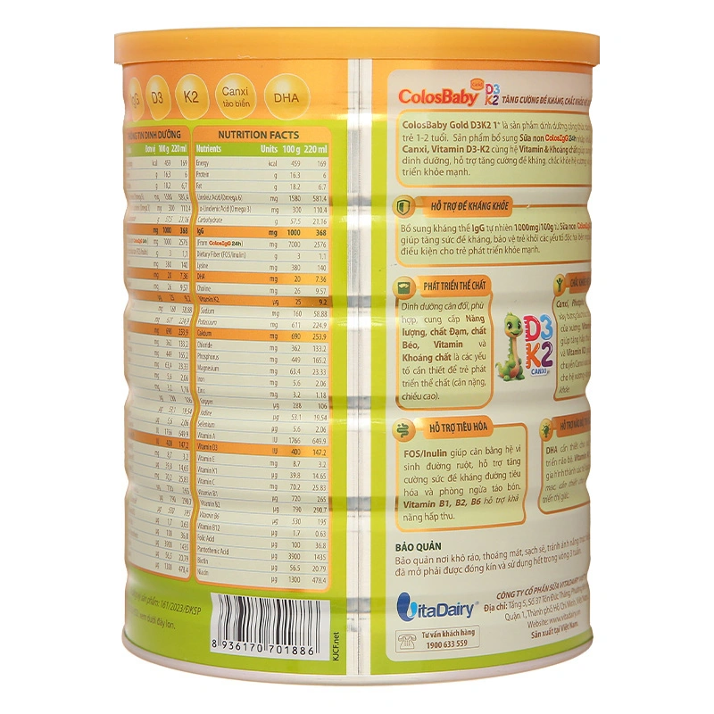 Sữa bột ColosBaby Gold D3K2 1+ (sữa non) 800g (1 - 2 tuổi) 3