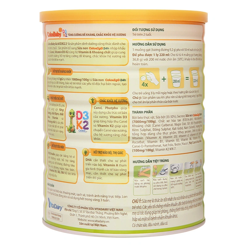 Sữa bột ColosBaby Gold D3K2 2+ (sữa non) 800g (từ 2 tuổi) 5