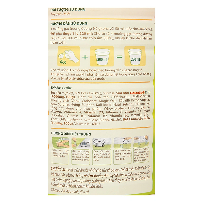 Sữa bột ColosBaby Gold D3K2 2+ (sữa non) 800g (từ 2 tuổi) 8