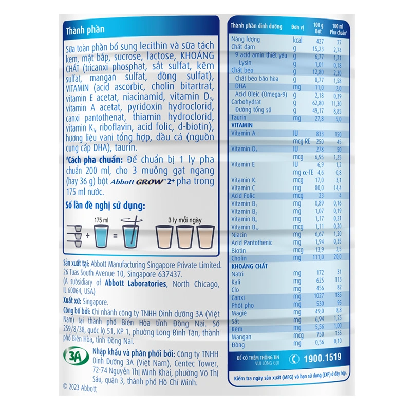 Sữa bột Abbott Grow 2+ hương vani 850g (từ 2 tuổi) 5
