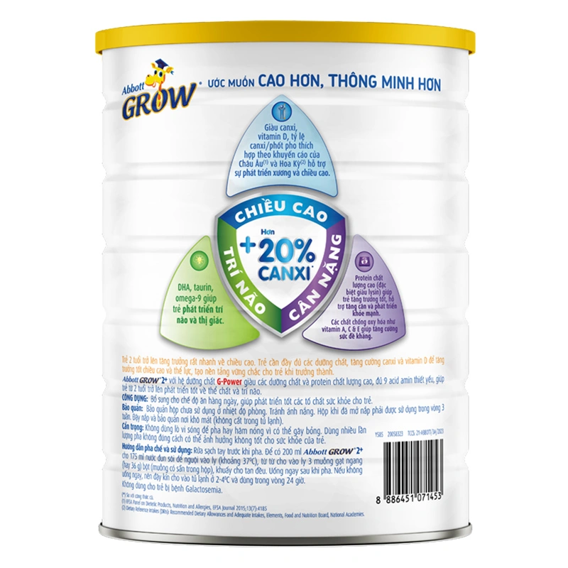 Sữa bột Abbott Grow 2+ hương vani 850g (từ 2 tuổi) 6