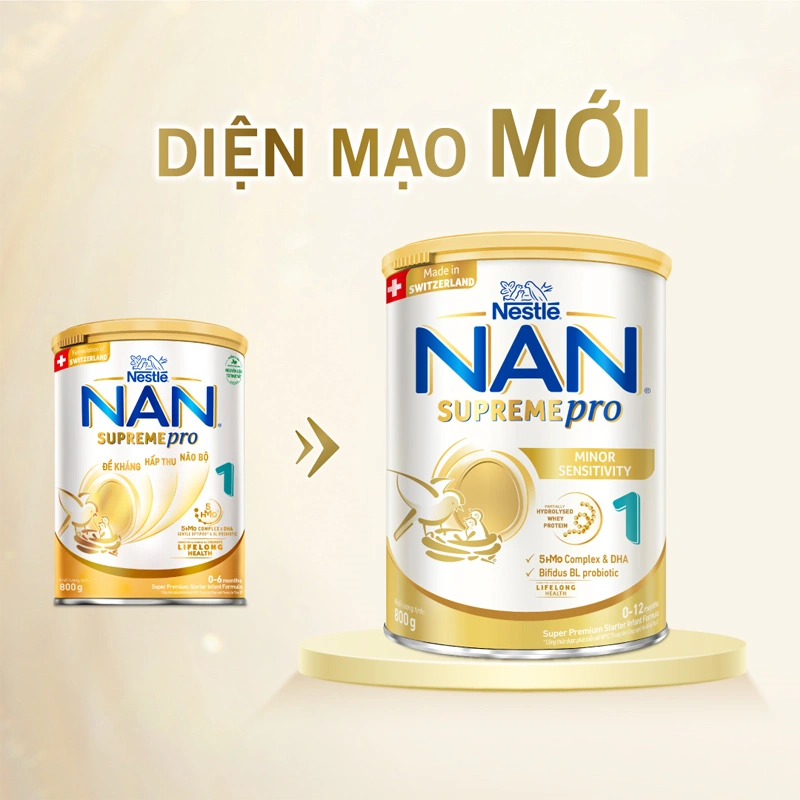 Sữa bột NAN Supremepro số 1 400g (0 - 12 tháng) hỗ trợ trẻ có cơ địa mẫn cảm 12