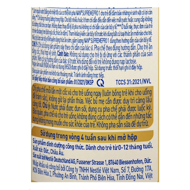 Sữa bột NAN Supremepro số 1 400g (0 - 12 tháng) hỗ trợ trẻ có cơ địa mẫn cảm 19