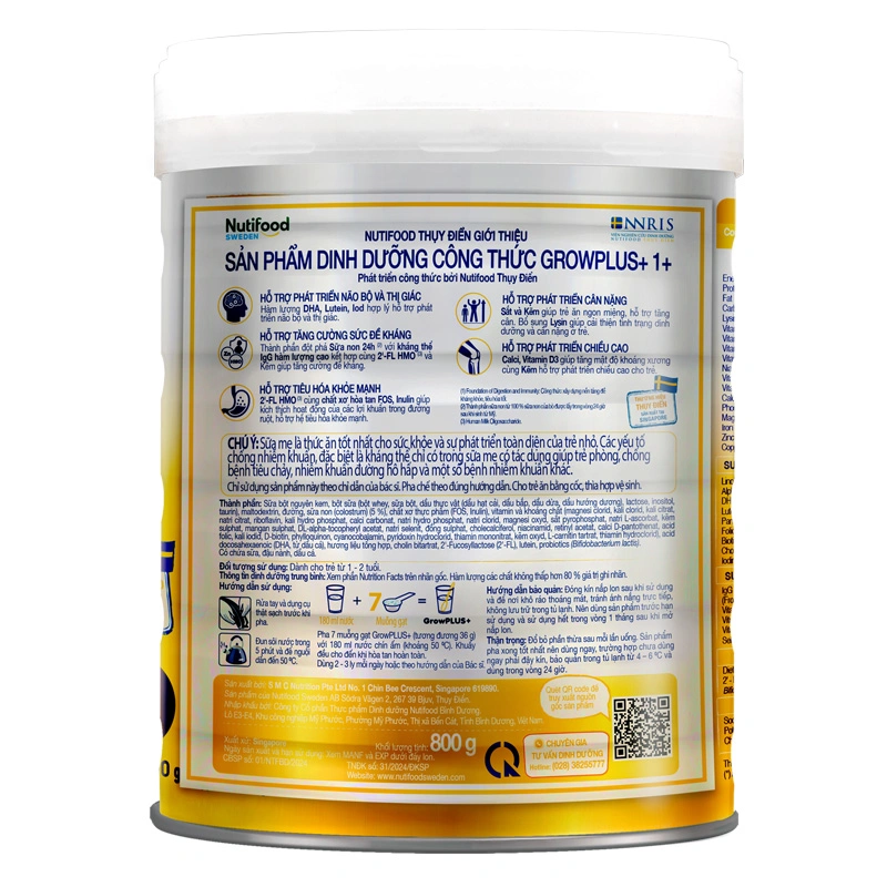 Sữa bột Nutifood GrowPLUS+ vàng 1+ (sữa non) hương vani 800g (1 - 2 tuổi) 4