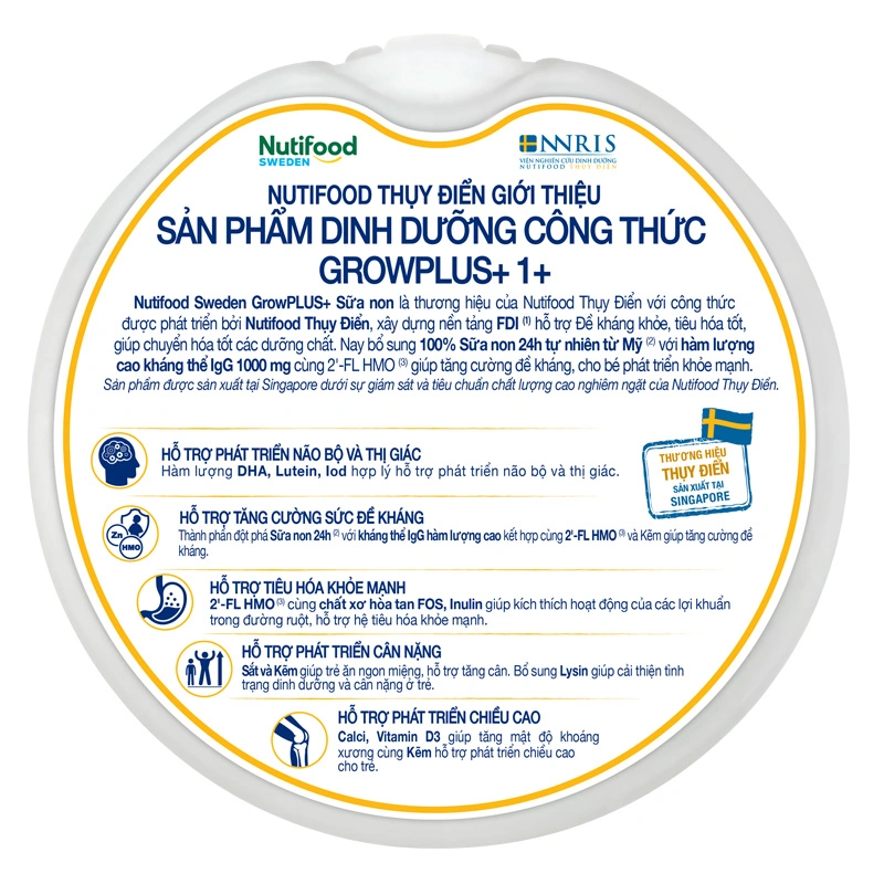 Sữa bột Nutifood GrowPLUS+ vàng 1+ (sữa non) hương vani 800g (1 - 2 tuổi) 7