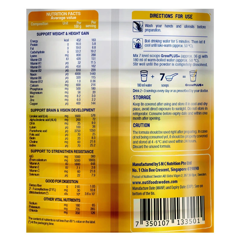 Sữa bột Nutifood GrowPLUS+ vàng 1+ (sữa non) hương vani 800g (1 - 2 tuổi) 6