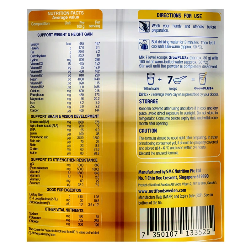 Sữa bột Nutifood GrowPLUS+ vàng 2+ (sữa non) hương vani 800g (từ 2 tuổi) 6