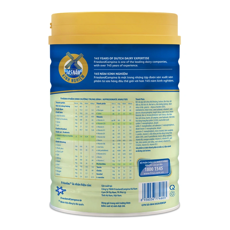 Combo 2 hộp sữa bột Frisolac Gold số 2 hương vani 850g (6 - 12 tháng) 4