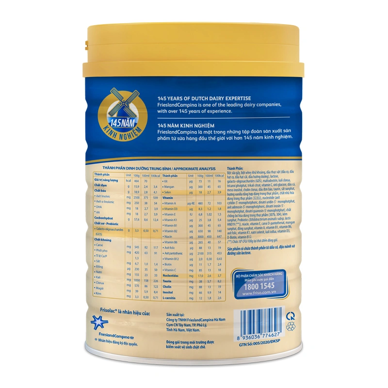 Combo 2 hộp sữa bột Frisolac Gold số 3 hương vani 850g (1 - 2 tuổi) 4