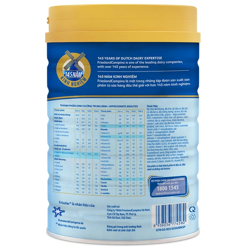 Combo 2 hộp sữa bột Frisolac Gold số 1 hương vani 850g (0 - 6 tháng) 4