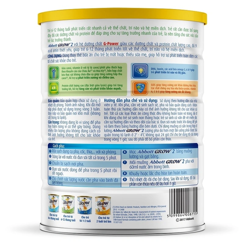 Sữa bột Abbott Grow số 2 hương vani 900g (6 - 12 tháng) 3