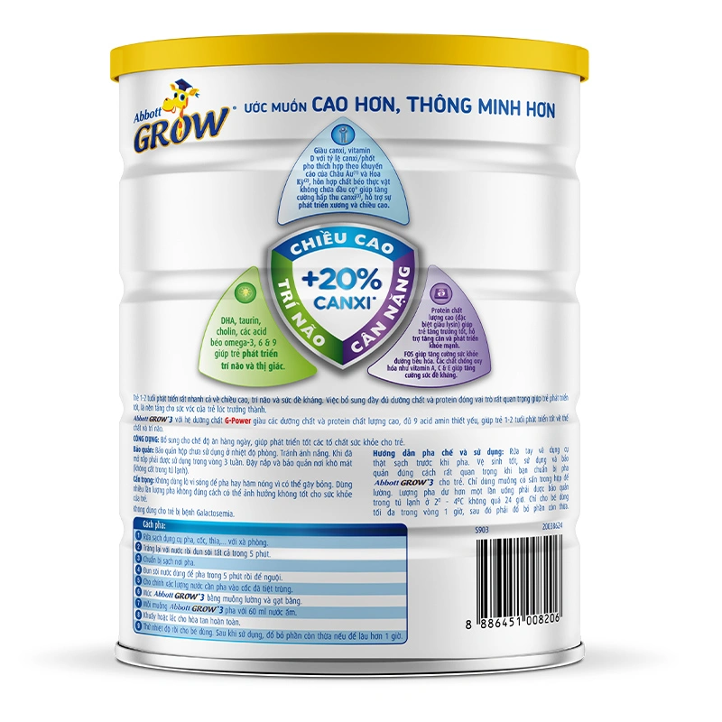 Sữa bột Abbott Grow số 3 hương vani 900g (1 - 2 tuổi) 2