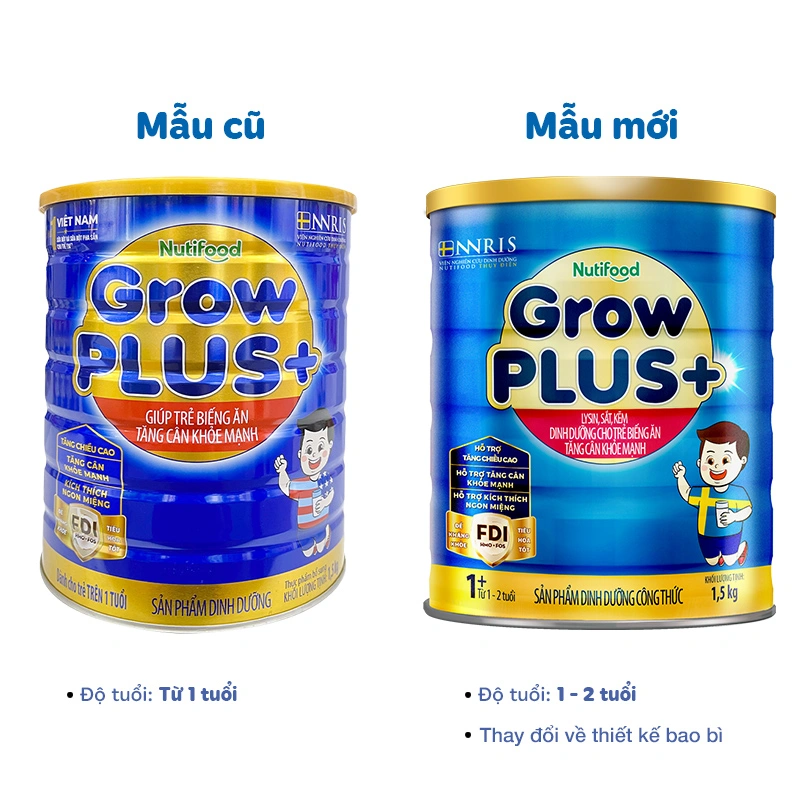 Sữa bột Nutifood GrowPLUS+ xanh 1+ hương vani 1.5 kg (1 - 2 tuổi) giúp tăng cân 2
