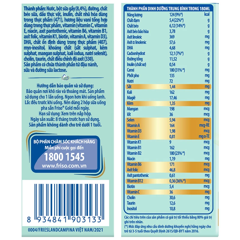 Thùng 48 hộp sữa pha sẵn Friso Gold hương vani 180 ml (từ 1 tuổi) 19