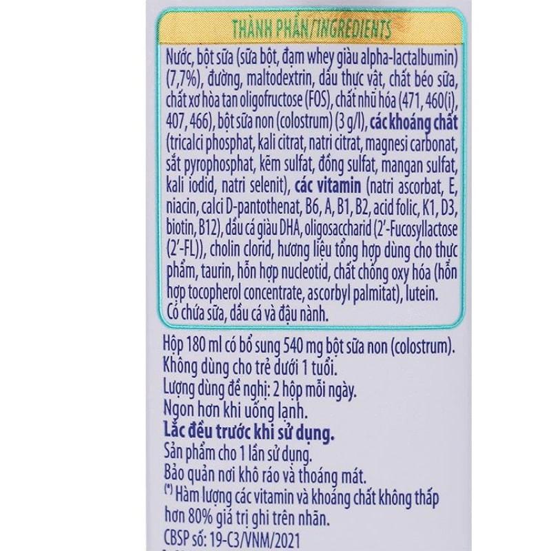Thùng 48 hộp sữa non pha sẵn Vinamilk ColosGold 180 ml (từ 1 tuổi) 11