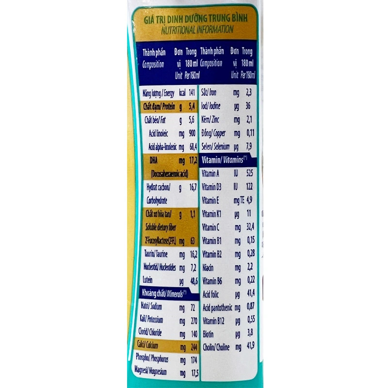 Lốc 4 hộp sữa non pha sẵn Vinamilk ColosGold 110 ml (từ 1 tuổi) 8