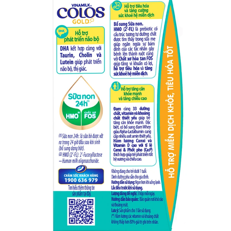 Lốc 4 hộp sữa non pha sẵn Vinamilk ColosGold 110 ml (từ 1 tuổi) 9