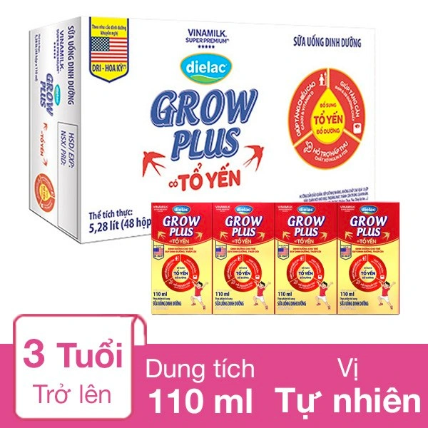 Lốc 4 hộp sữa pha sẵn Dielac Grow Plus tổ yến 110 ml (từ 3 tuổi) 3
