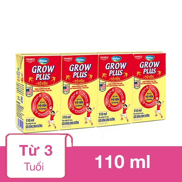 Lốc 4 hộp sữa pha sẵn Dielac Grow Plus tổ yến 110 ml (từ 3 tuổi) 1
