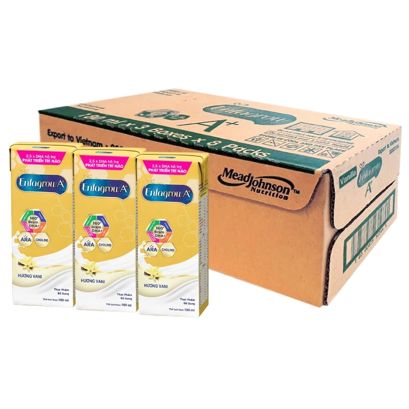 Thùng 24 hộp sữa pha sẵn Enfagrow A+ 360° Brain DHA+ hương vani 180 ml (từ 2 tuổi) 1