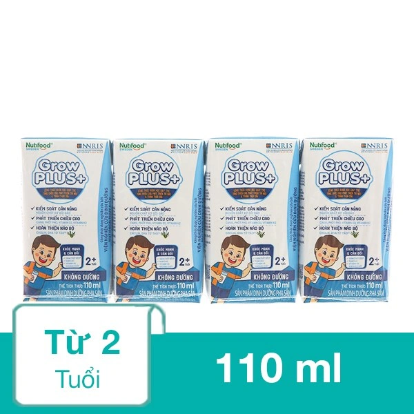 Lốc 4 hộp sữa pha sẵn Nutifood GrowPLUS+ 110 ml 1