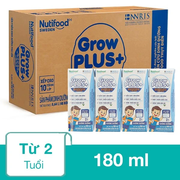 Thùng 48 hộp sữa pha sẵn Nutifood GrowPLUS+ 180 ml (từ 2 tuổi) 1
