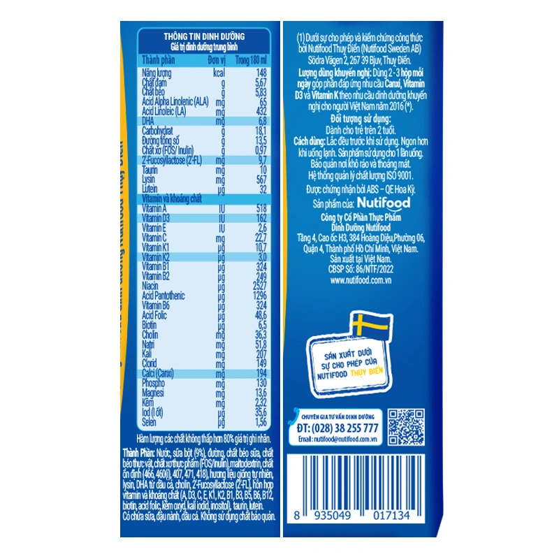 Lốc 4 hộp sữa pha sẵn Nutifood NuVi Grow 180 ml (từ 2 tuổi) 16