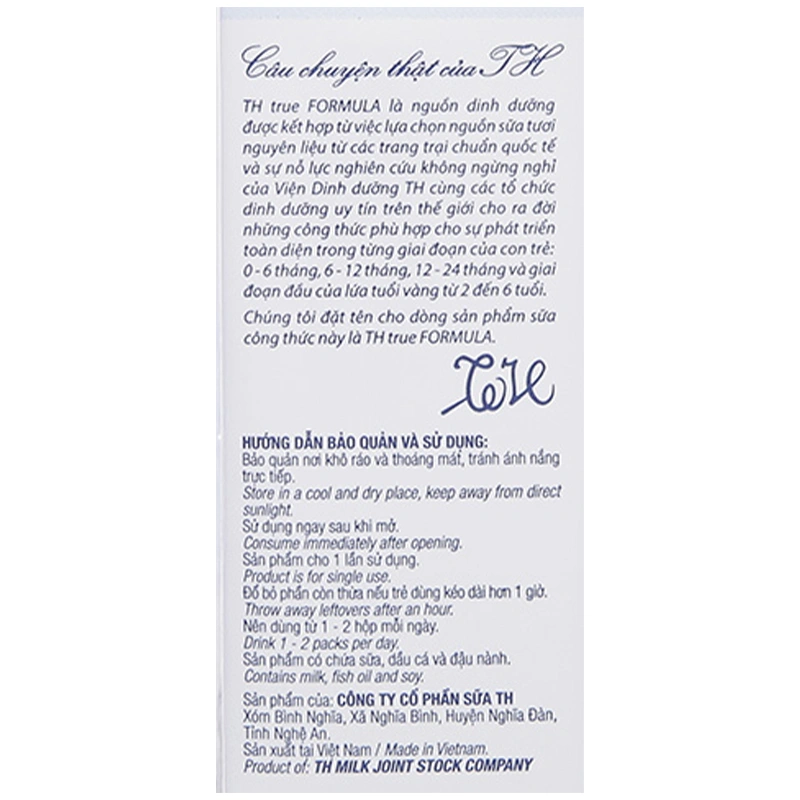 Lốc 4 hộp sữa pha sẵn TH true Formula 180 ml (từ 2 tuổi) 10