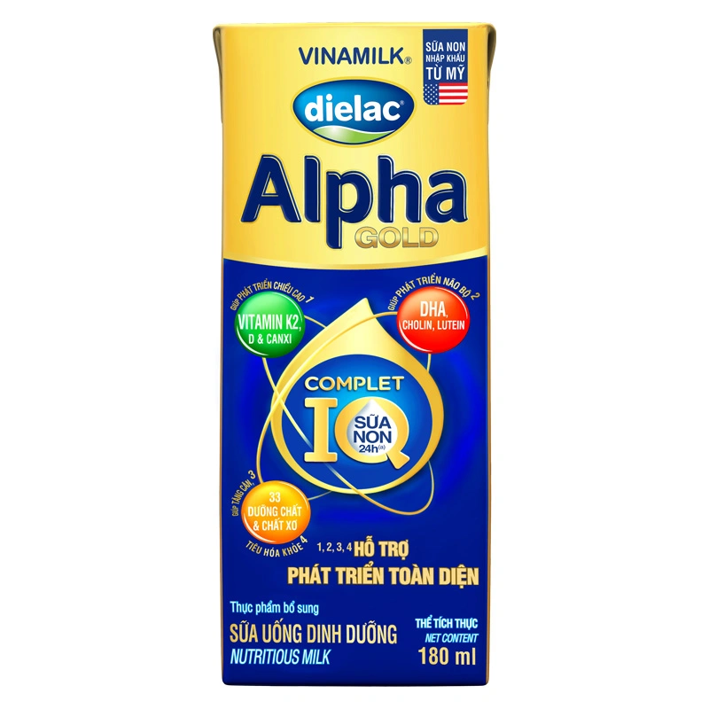 Lốc 4 hộp sữa non pha sẵn Dielac Alpha Gold 180 ml (từ 1 tuổi) 4