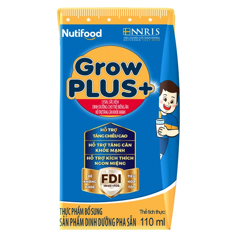 Thùng 48 hộp sữa pha sẵn Nutifood GrowPLUS+ xanh hương vani 110 ml cho trẻ biếng ăn (từ 2 tuổi) 13