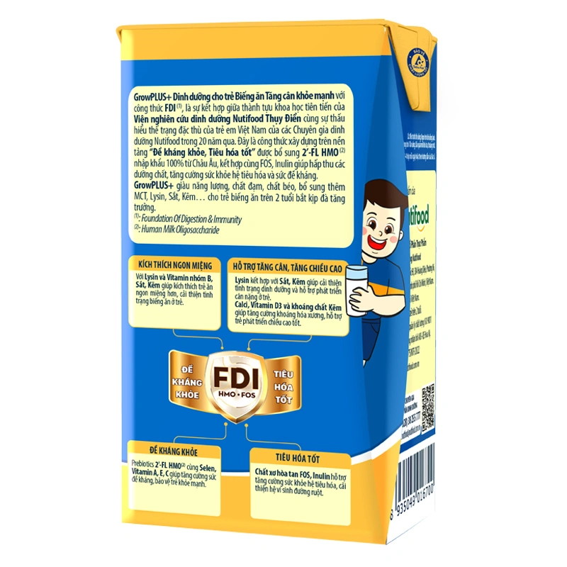 Thùng 48 hộp sữa pha sẵn Nutifood GrowPLUS+ xanh hương vani 110 ml cho trẻ biếng ăn (từ 2 tuổi) 15