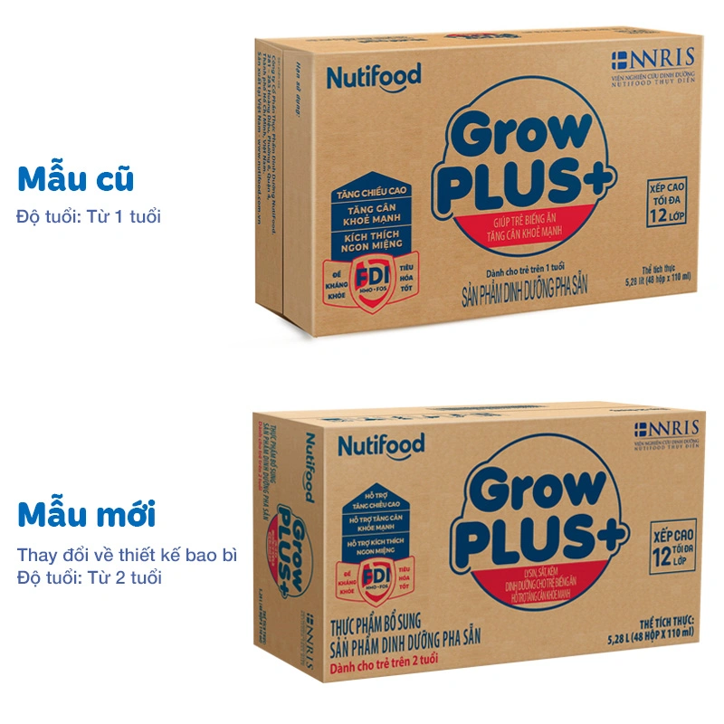 Thùng 48 hộp sữa pha sẵn Nutifood GrowPLUS+ xanh hương vani 110 ml cho trẻ biếng ăn (từ 2 tuổi) 2