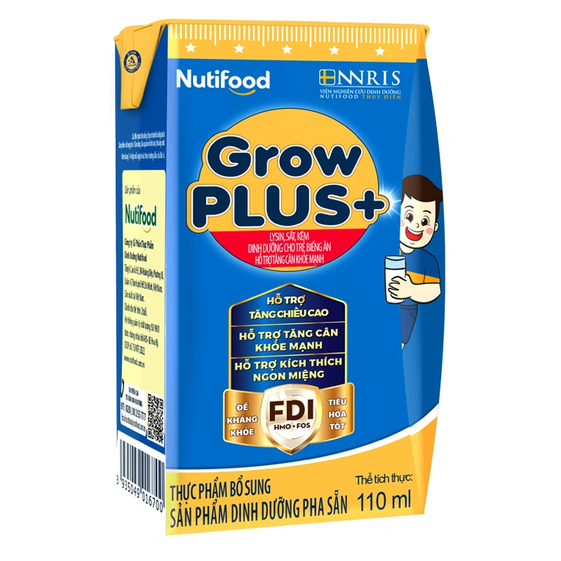 Thùng 48 hộp sữa pha sẵn Nutifood GrowPLUS+ xanh hương vani 110 ml cho trẻ biếng ăn (từ 2 tuổi) 8