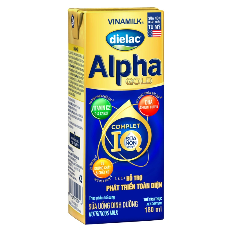Lốc 4 hộp sữa non pha sẵn Dielac Alpha Gold 180 ml (từ 1 tuổi) 12