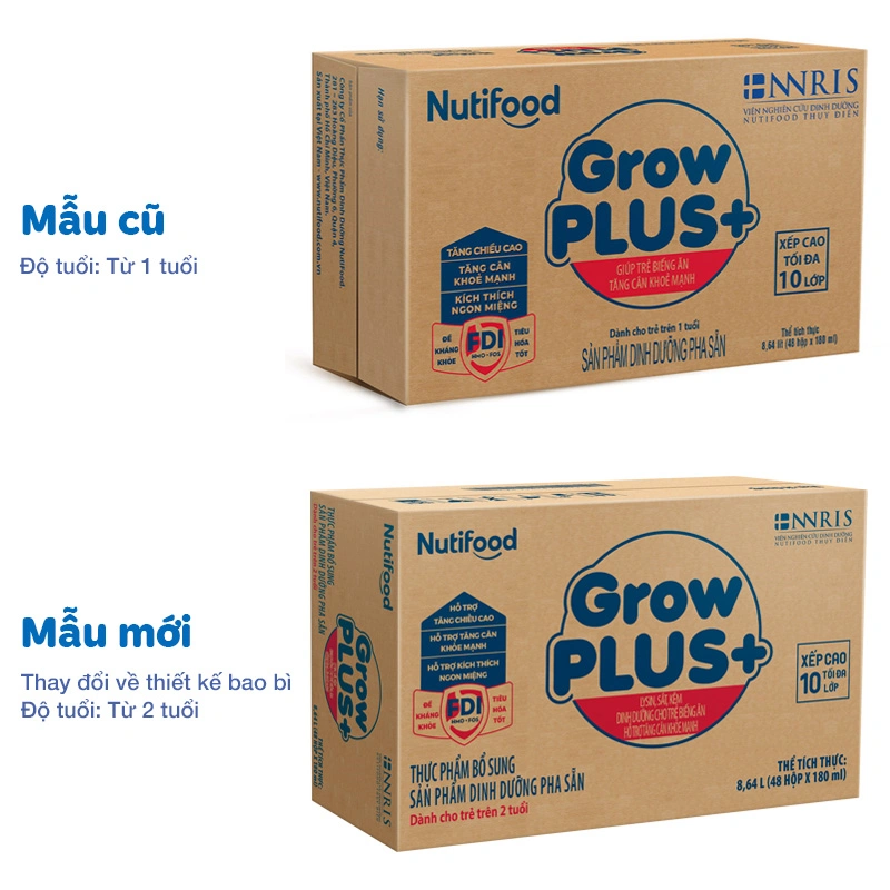 Thùng 48 hộp sữa pha sẵn Nutifood GrowPLUS+ xanh hương vani 180 ml cho trẻ biếng ăn (từ 2 tuổi) 2