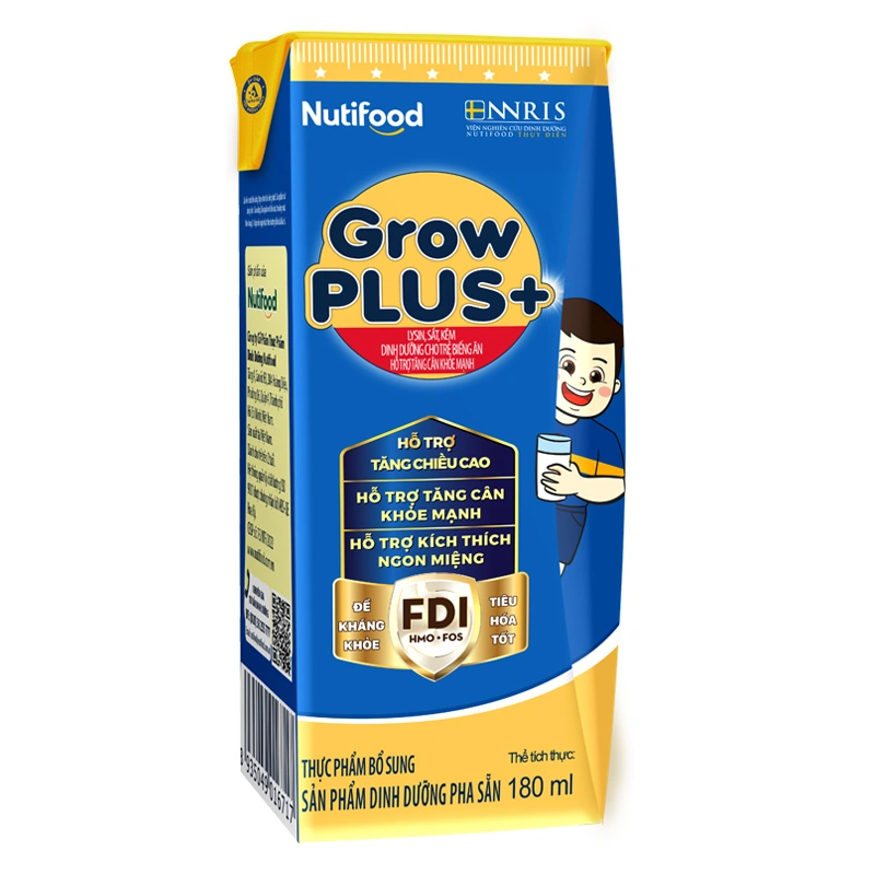 Thùng 48 hộp sữa pha sẵn Nutifood GrowPLUS+ xanh hương vani 180 ml cho trẻ biếng ăn (từ 2 tuổi) 8