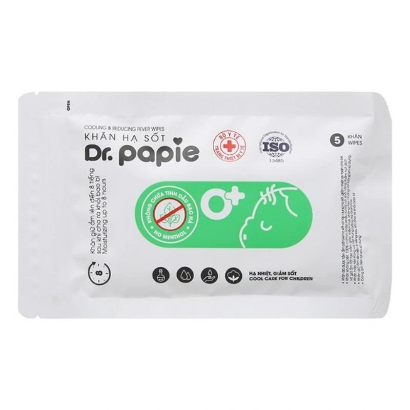 Khăn hạ sốt Dr.Papie cho bé từ 0 tháng (hộp 5 cái) 6