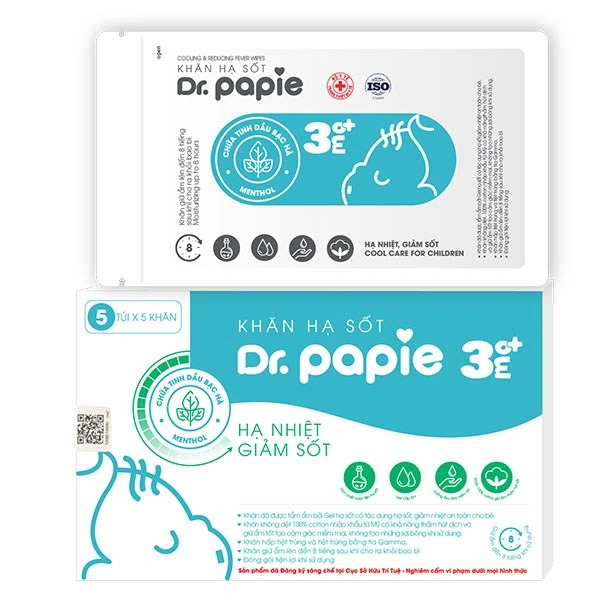Khăn hạ sốt Dr.Papie cho bé từ 3 tháng