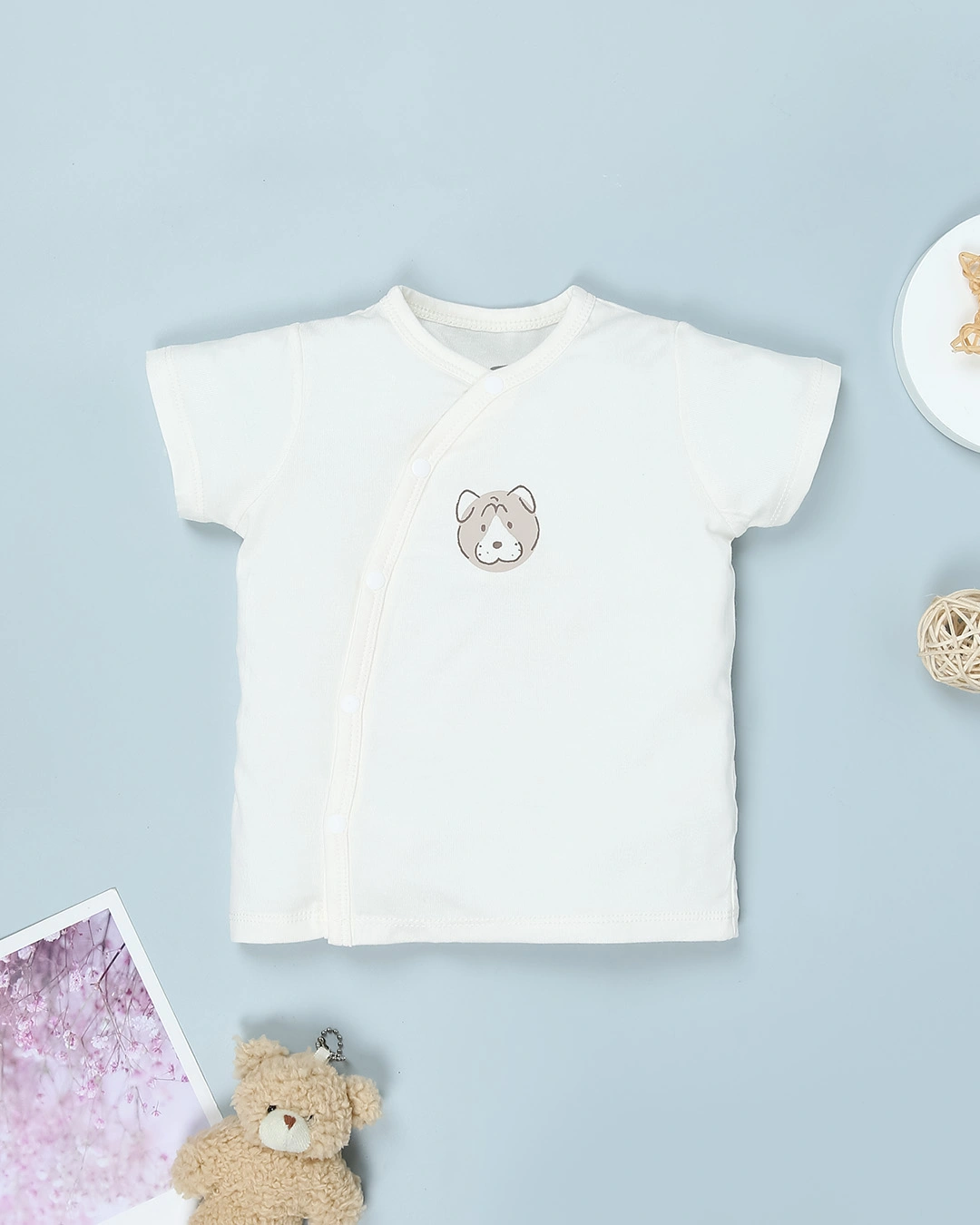 Bộ tay ngắn cài lệch Lullaby NH981R màu be 2