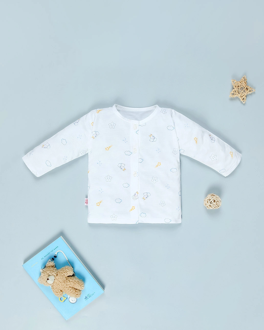 Bộ tay dài in hình thỏ IQ Baby màu trắng 2