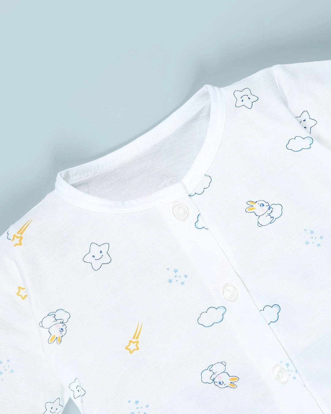 Bộ tay dài in hình thỏ IQ Baby màu trắng 4