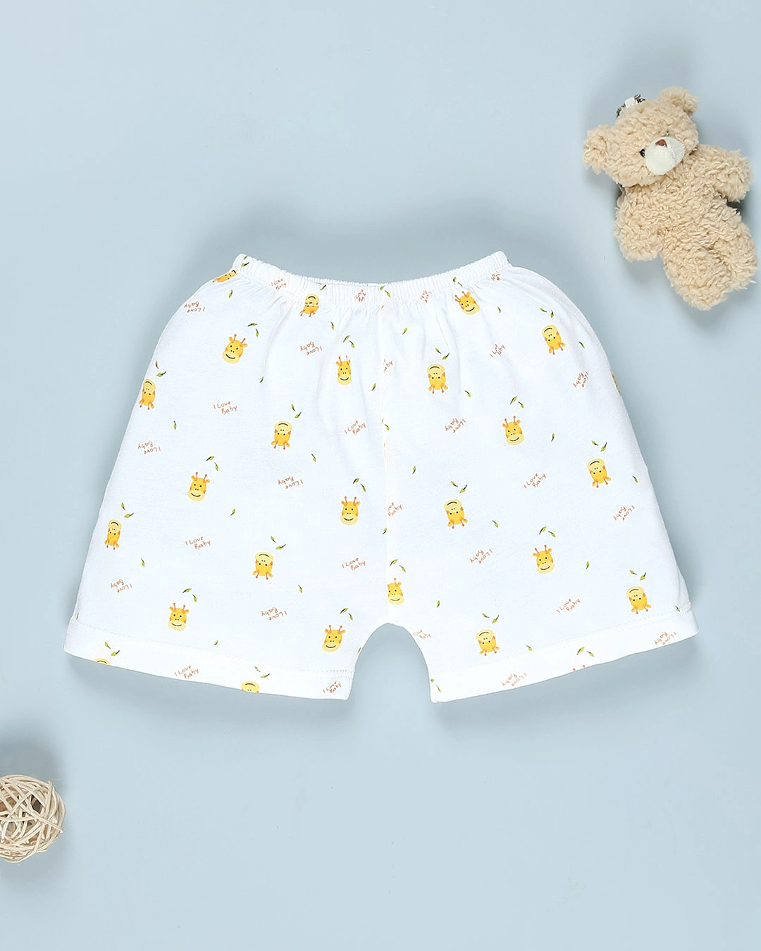 Bộ tay ngắn in hình hươu IQ Baby màu trắng 6