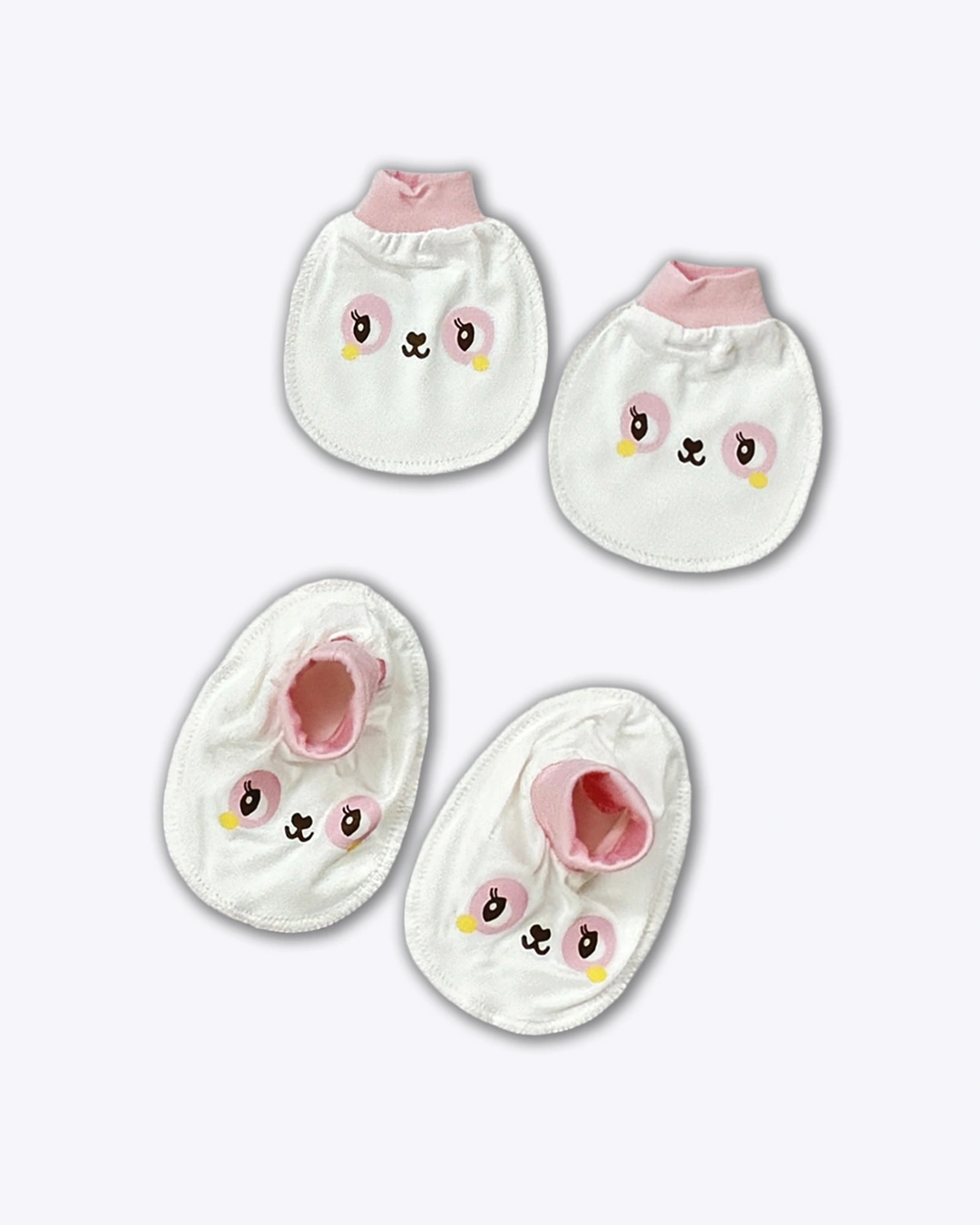 Set bộ tay dài cài giữa in thỏ BabyMommy màu trắng - hồng 5
