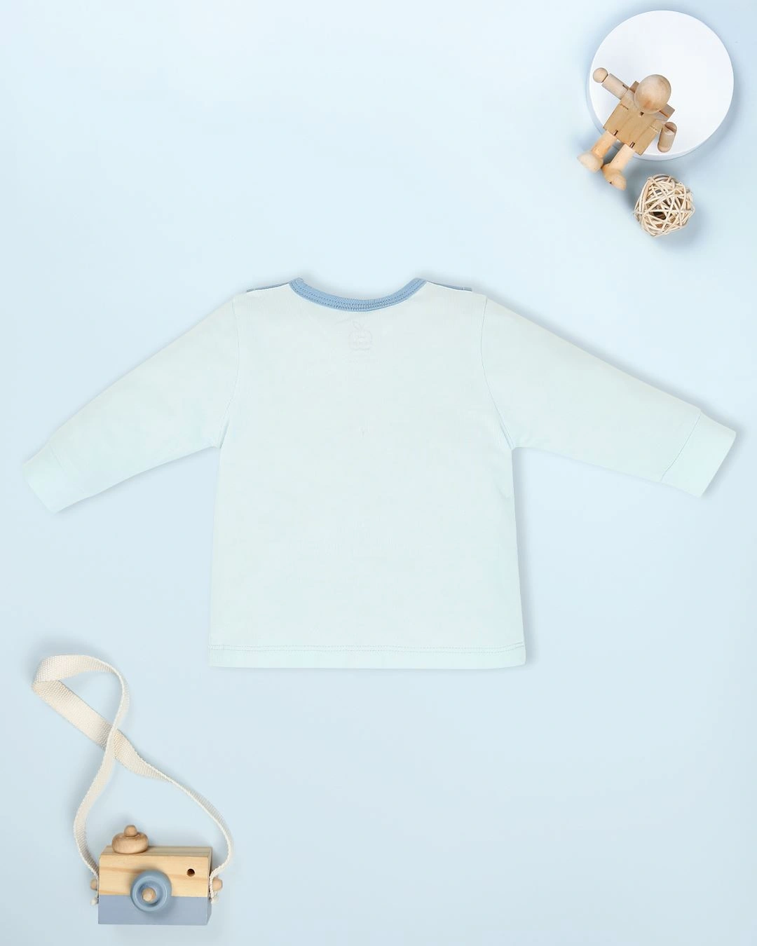 Bộ tay dài cài giữa cổ Peter Pan La Pomme màu xanh dương 7