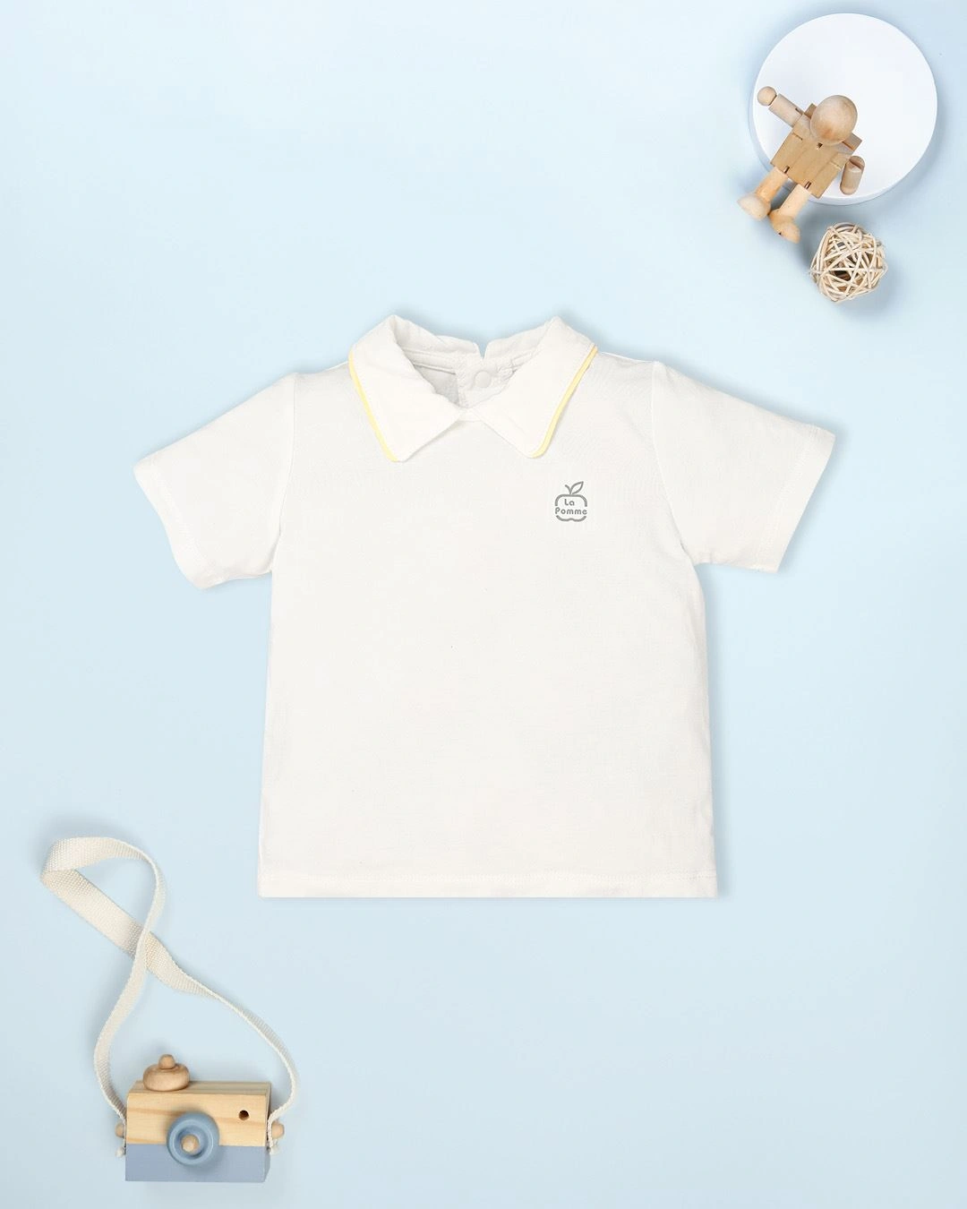 Set yếm cổ đức túi cài La Pomme màu xanh mint - trắng 27