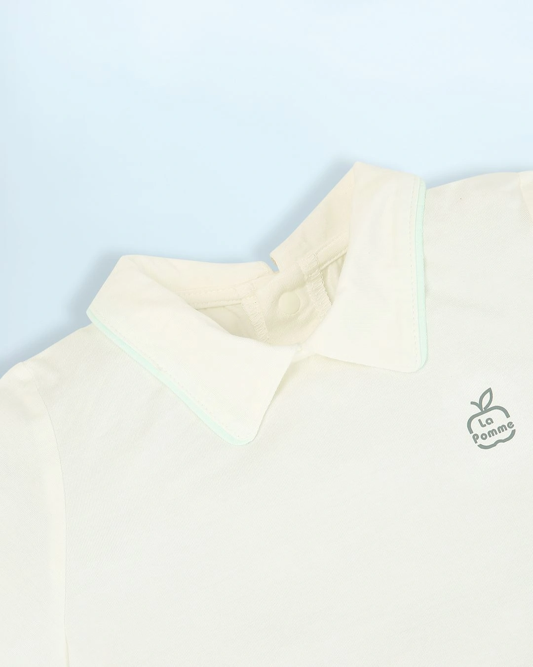 Set yếm cổ đức túi cài La Pomme màu xanh mint - trắng 10