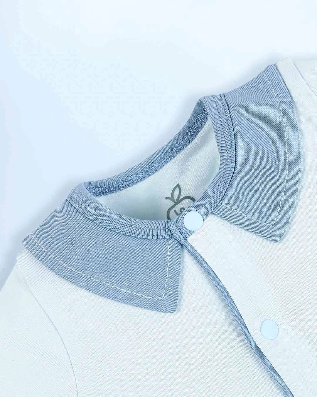 Bodysuit cài giữa cổ Peter Pan La Pomme màu xanh dương 3