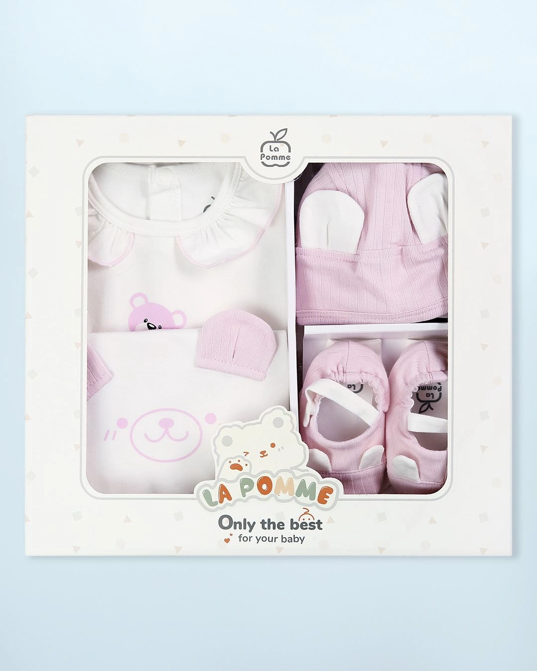 Set quà tặng bodysuit in gấu La Pomme Wonder Box màu trắng - xanh lá 20